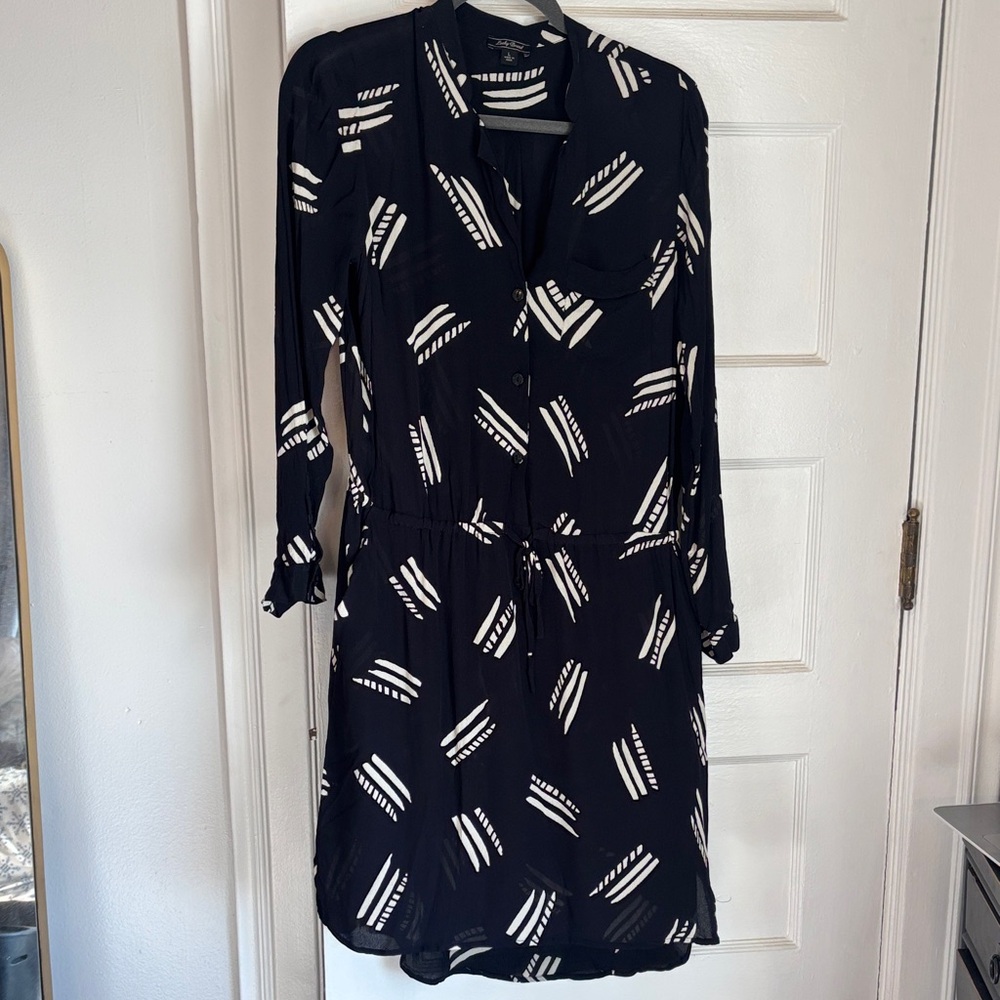 Lucky Brand Black and White Long Sleeve Dress